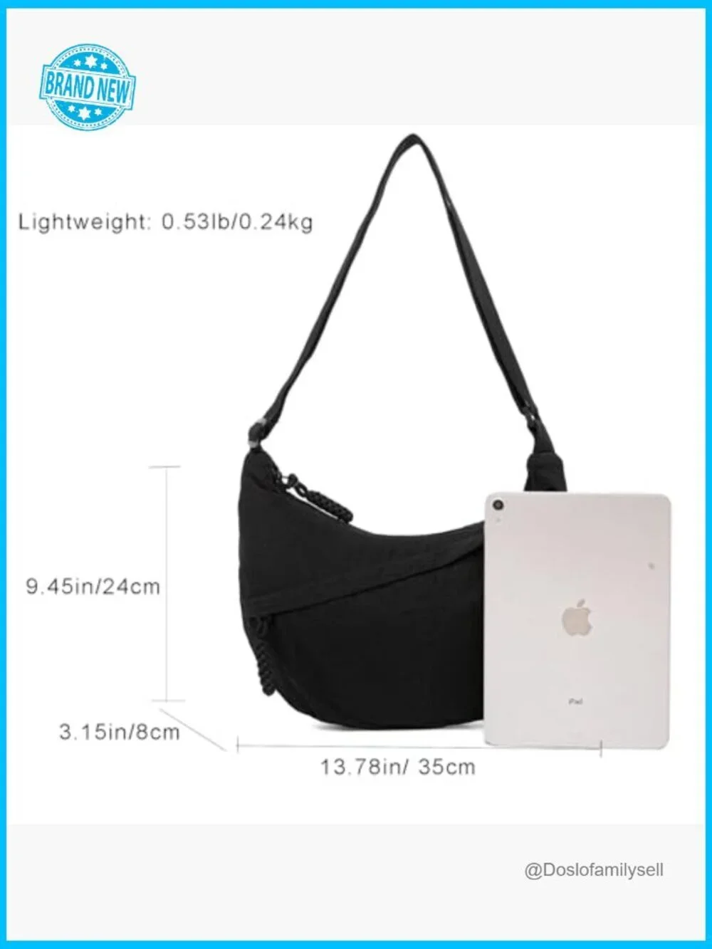 Nylon Crescent Crossbody Bag Slouchy Sling Hobo Shoulder Handbag Purse